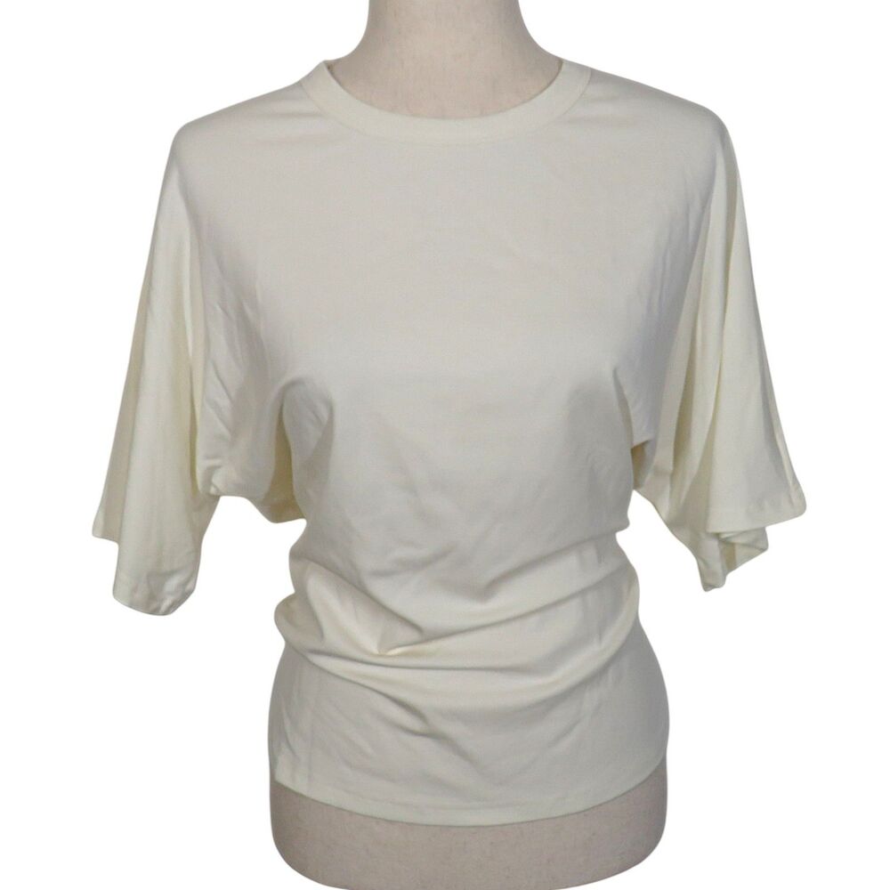 OGL Elevated Cotton-Blend Round Neck Essential Tee Milk Cream Size Medium
